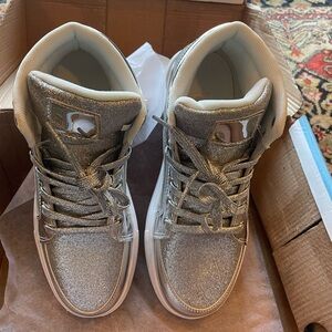 Silvery sparkle hi-tops size 39 or women’s 7.5. New in box!